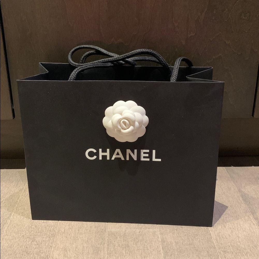 Chanel Shopping Bags Black with camellia authentic